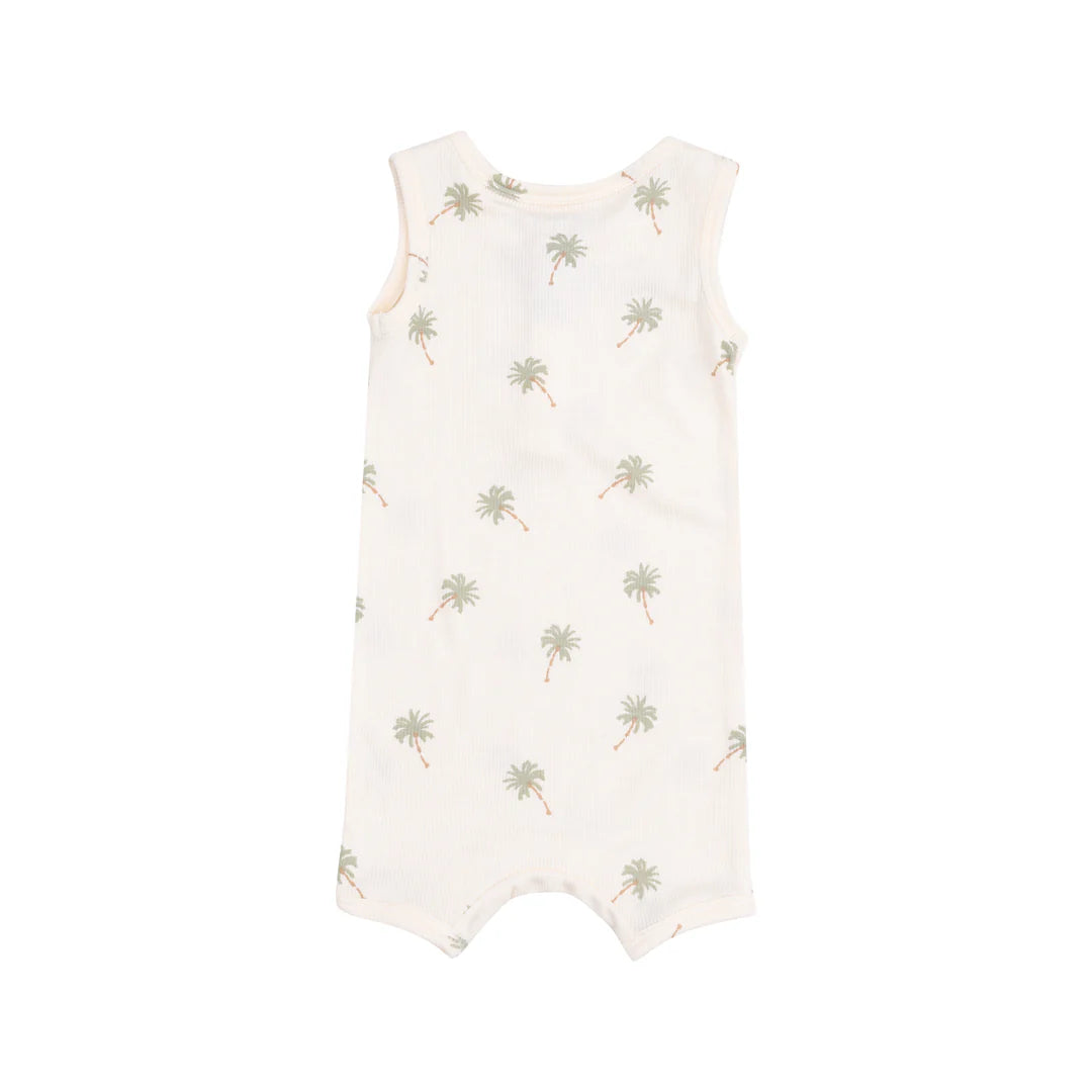 Palm Trees Sleeveless Shortie Romper