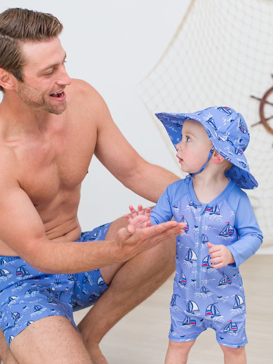 Blue Seas The Day Long Sleeve One Piece Rash Guard