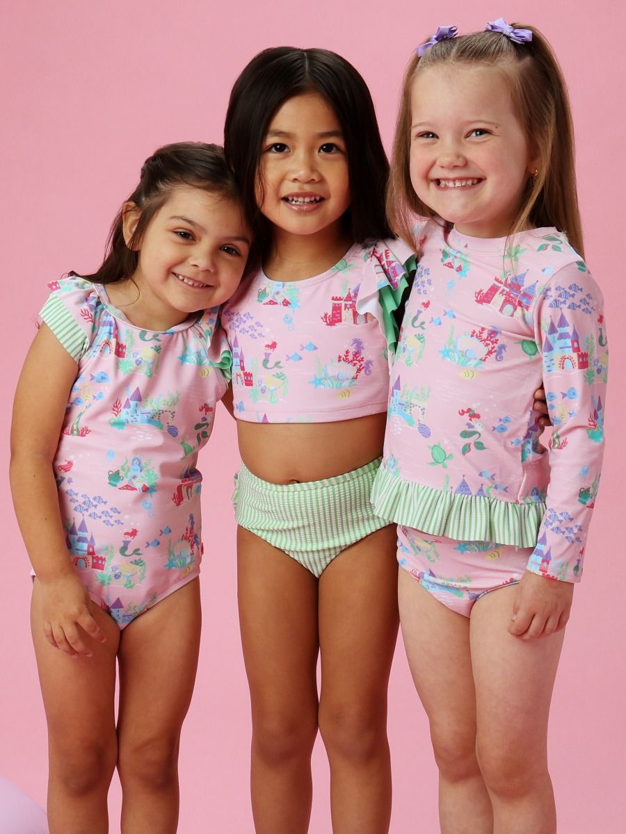 Atlantis Mermaids Long Sleeve Rash Guard 2-Piece Swimsuit