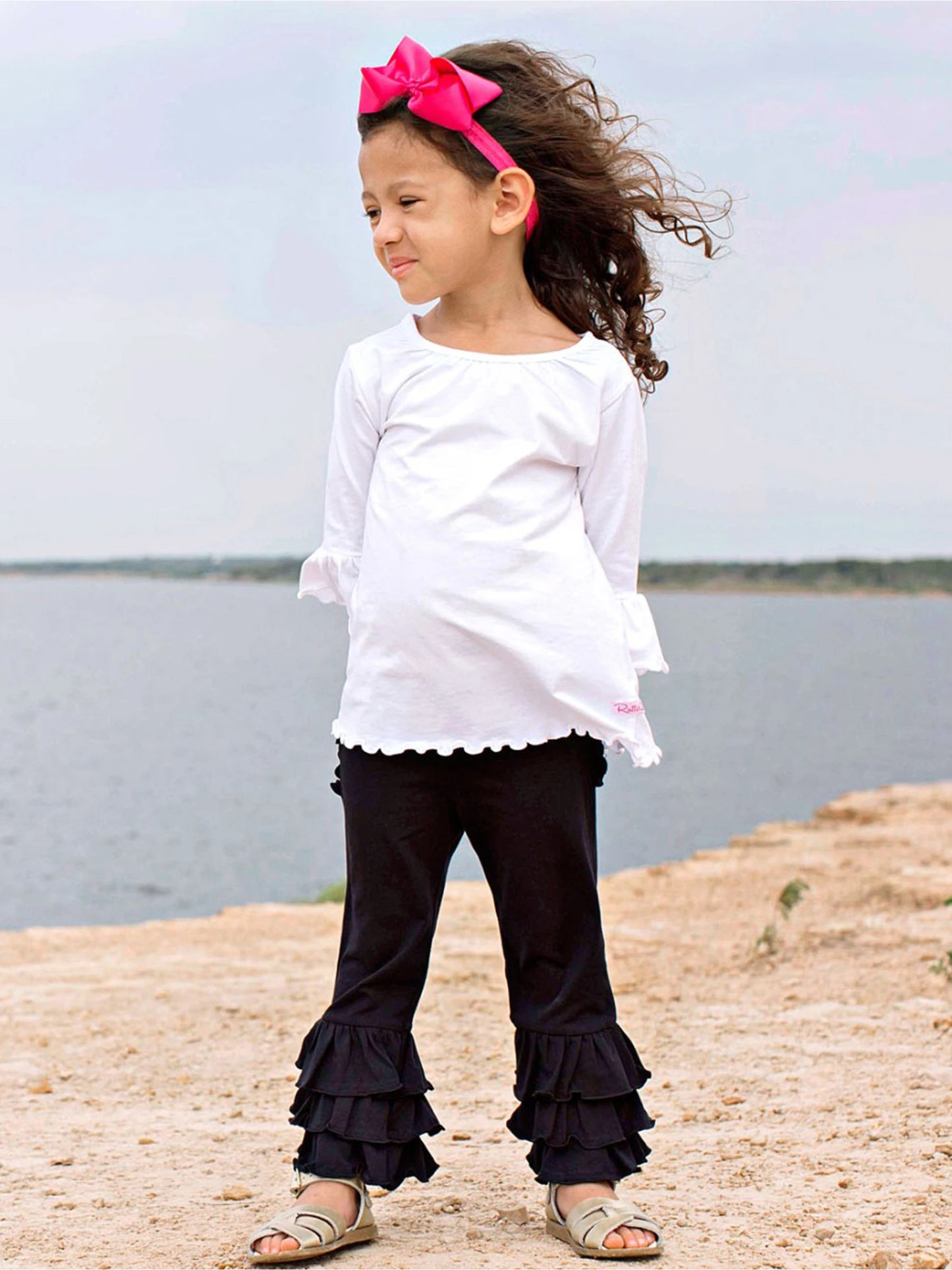 Denim Ruffle Flare Pants
