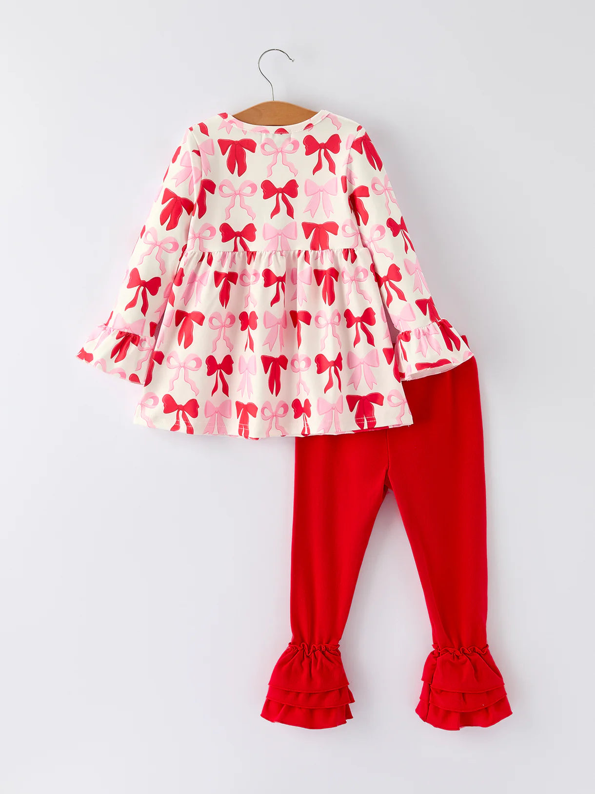 Valentine Bow Long Sleeve Ruffle Set