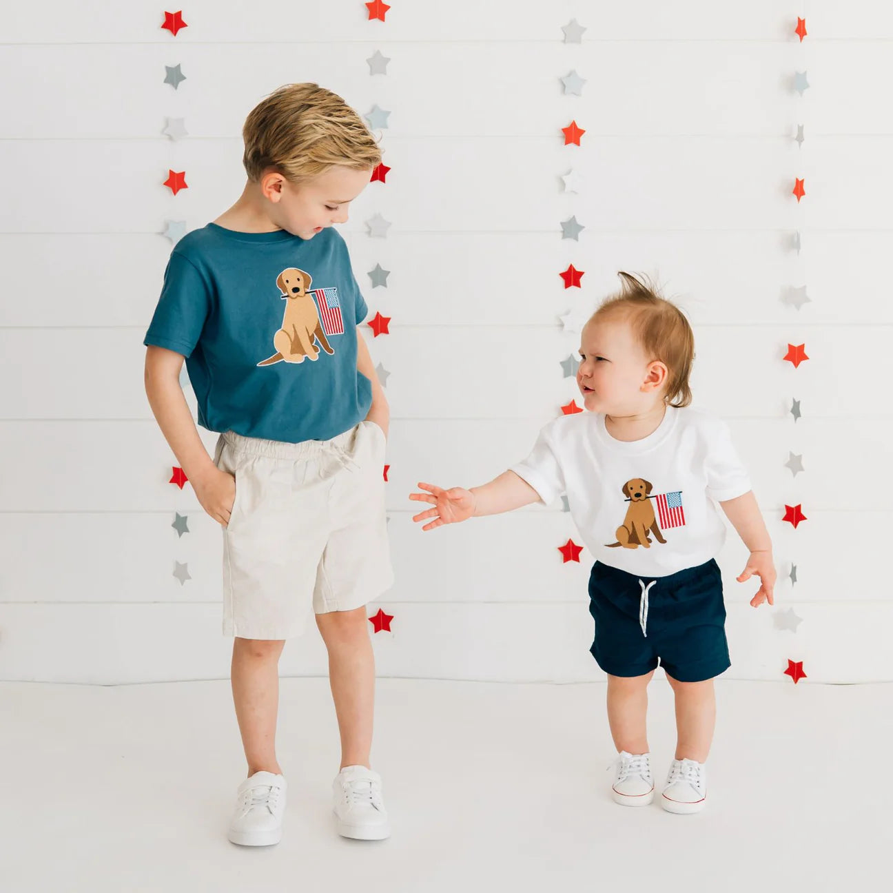 Patriotic Pup Patch Short Sleeve Romper