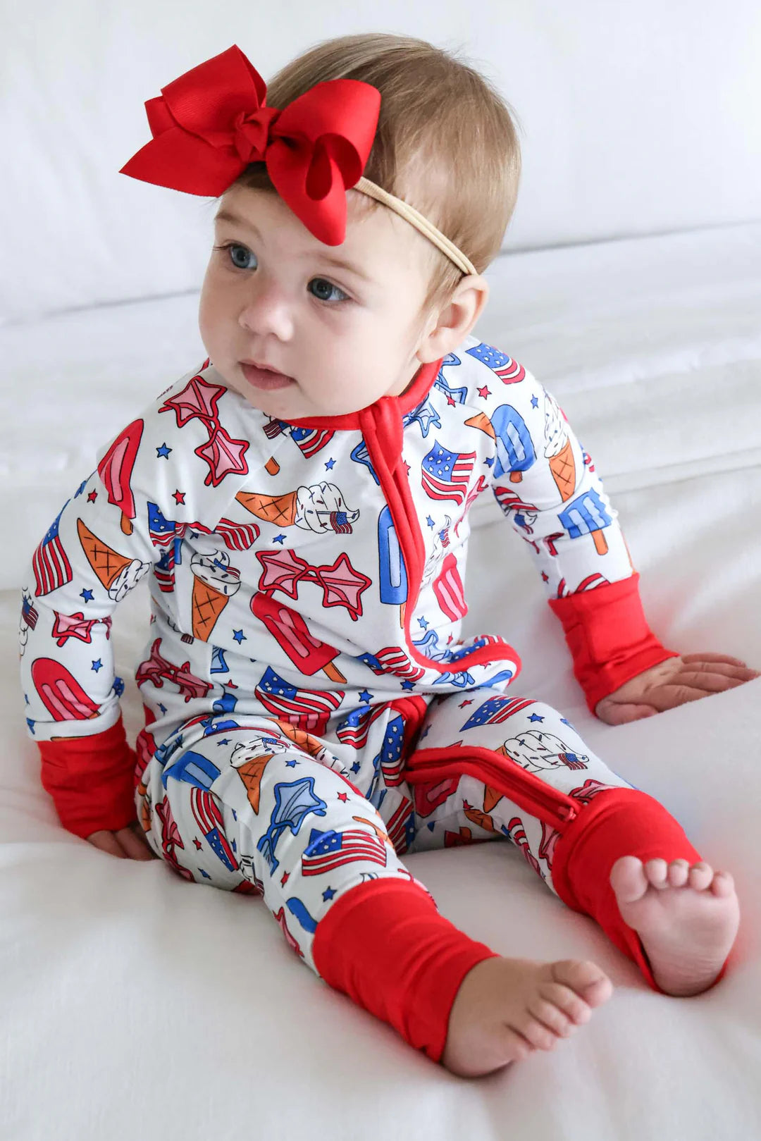 Convertible Zip Romper | Red, White & Cool