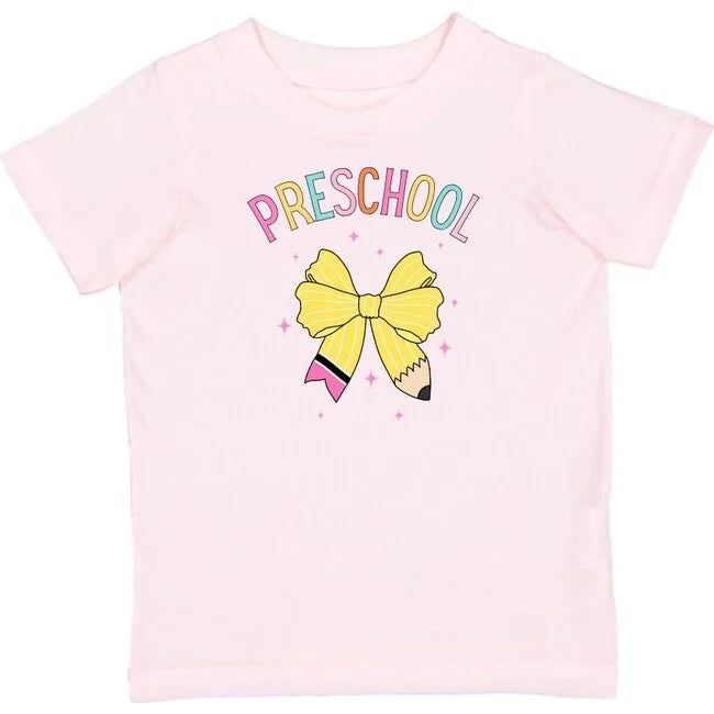 Preschool Pencil Bow Short Sleeve T-Shirt