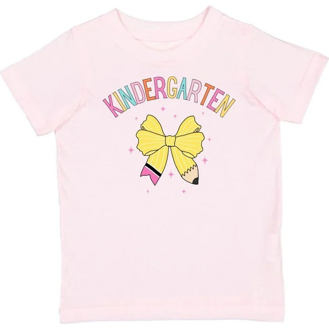 Kindergarten Pencil Bow Short Sleeve T-Shirt