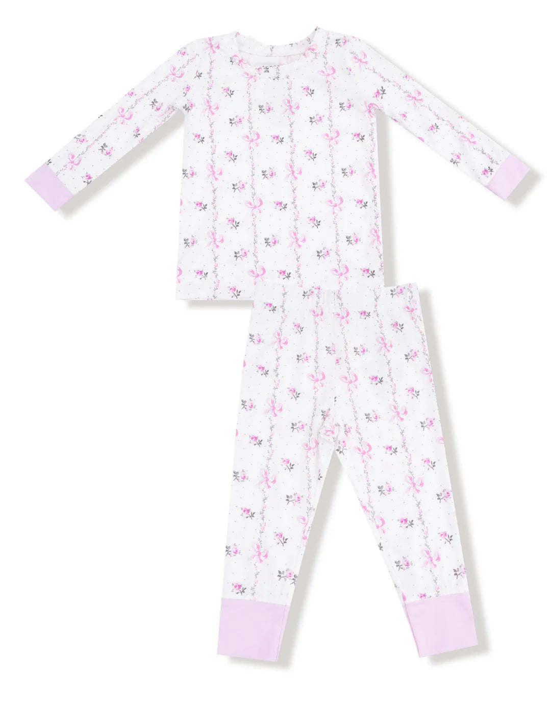 Dainty Buds and Bows Stripe Long Sleeve Loungewear Set