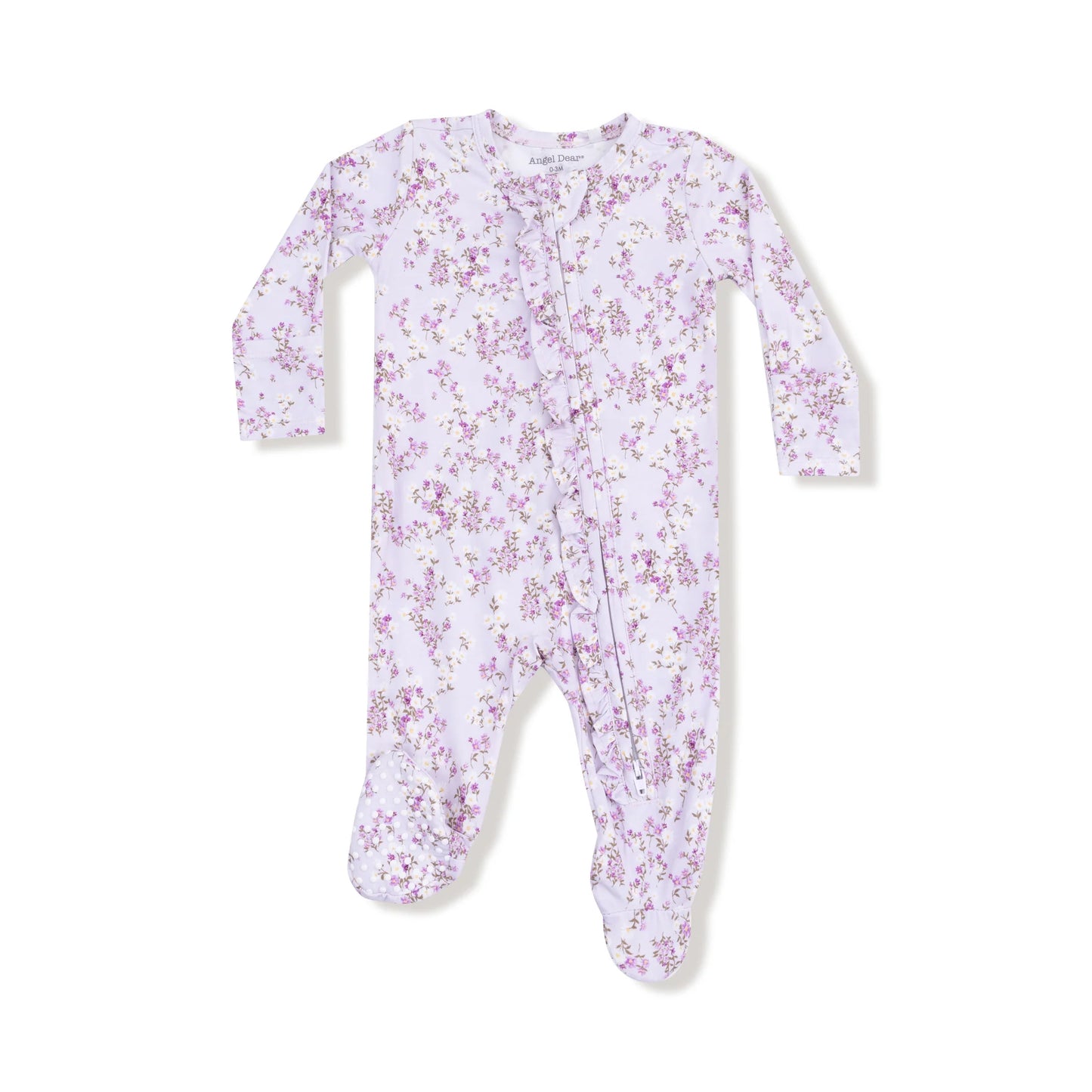 Sweet Dreams Floral 2 Way Zipper Ruffle Back Footie