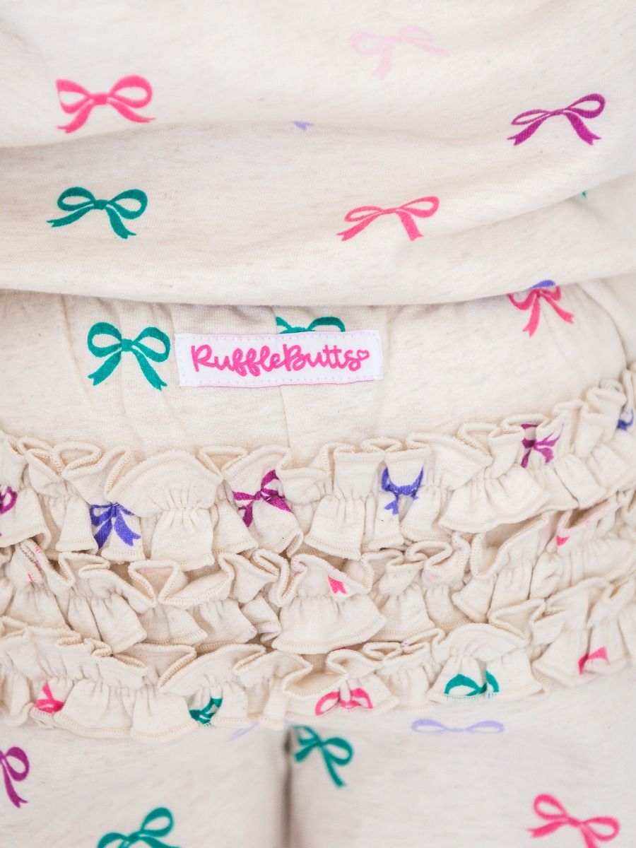 Heather Oatmeal Ribbons Flutter Sweatshirt Jogger Set