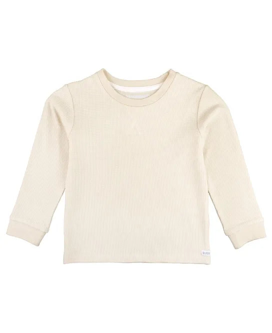 Waffle Knit Long Sleeve Crew Neck Shirt