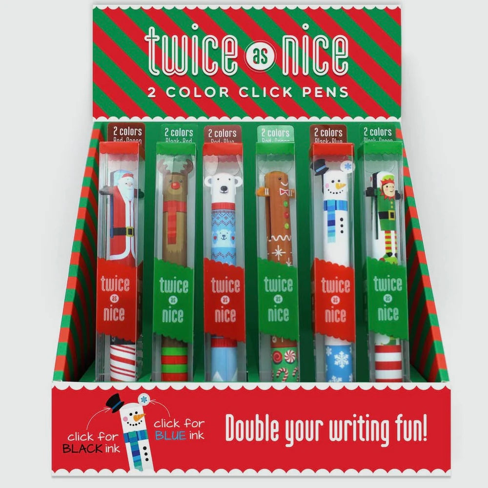 2 Color Click Pens-Holiday