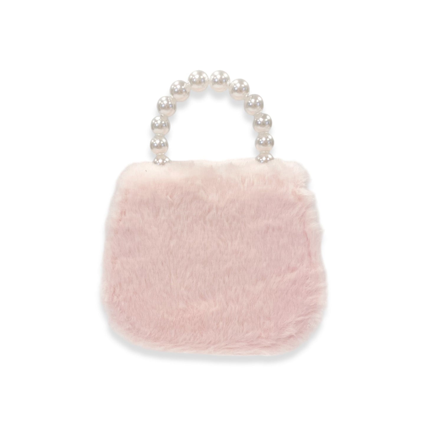 Mesh Bow Pink Furry Purse