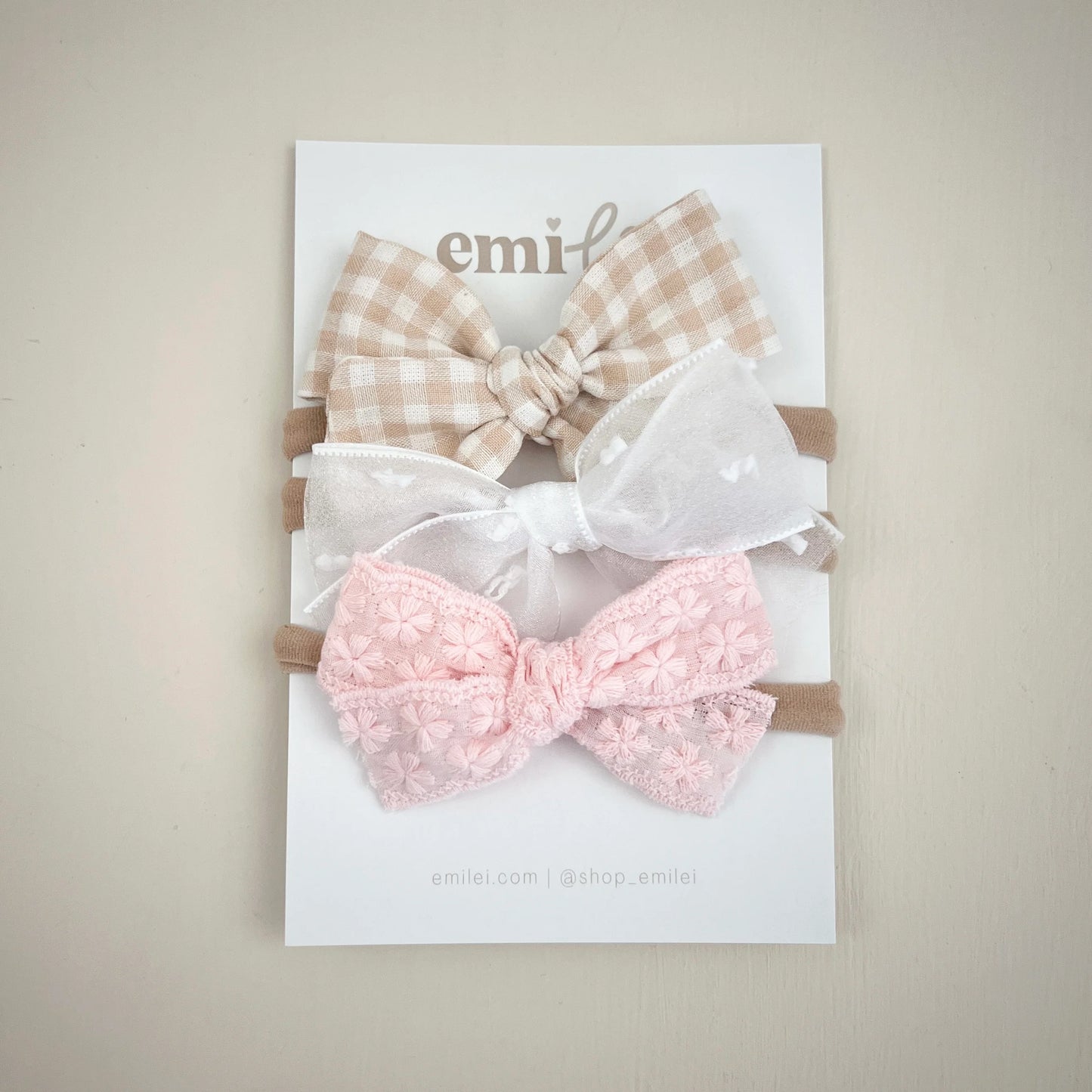 Nylon Stretchy Bow Headbands - Set of 3