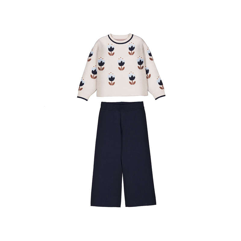Floral Sweater & Knit Flare Pant Set