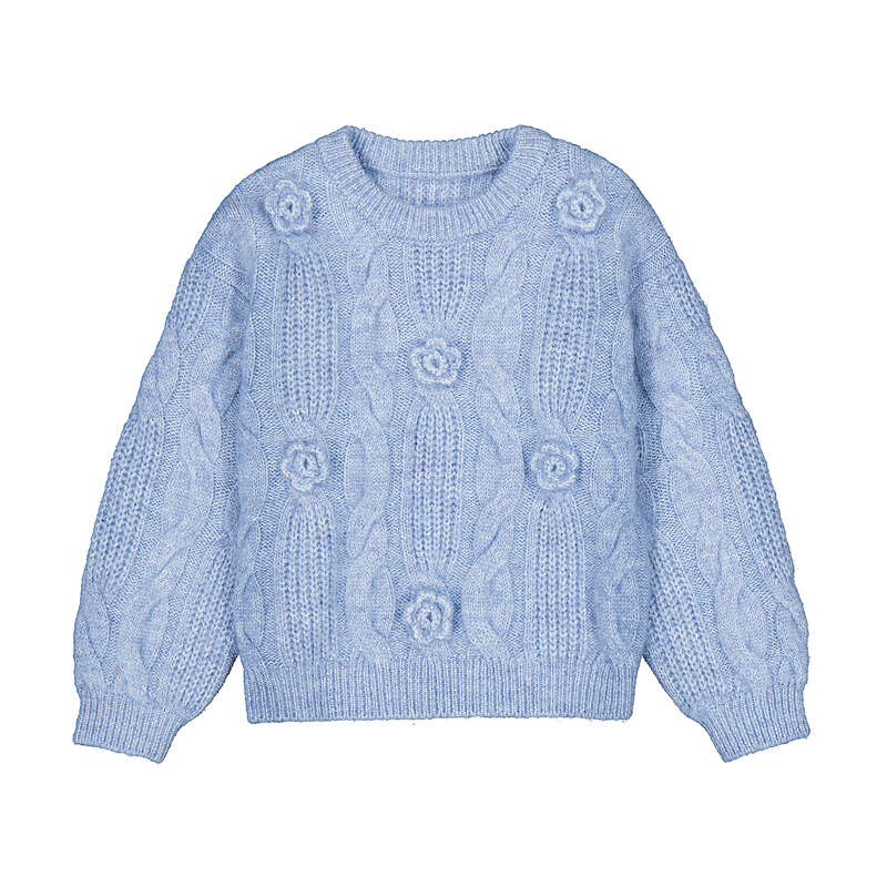 Sky Blue 3D Flower Sweater