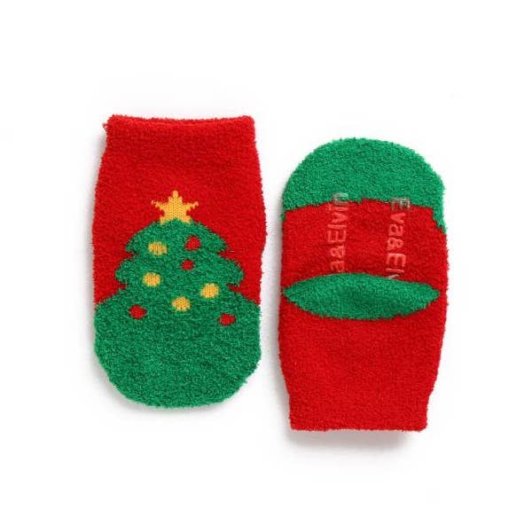 Fuzzy Fur Anti Skid Socks - Christmas Tree