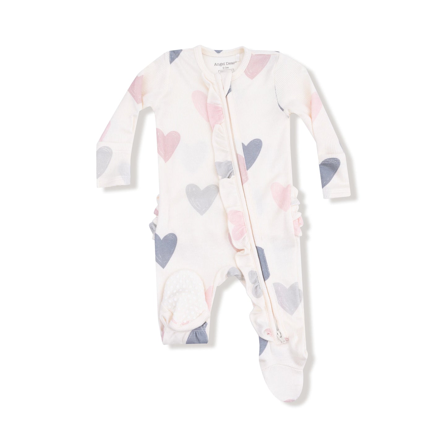 Hearts - Modal Rib- 2 Way Zipper Ruffle Zipper