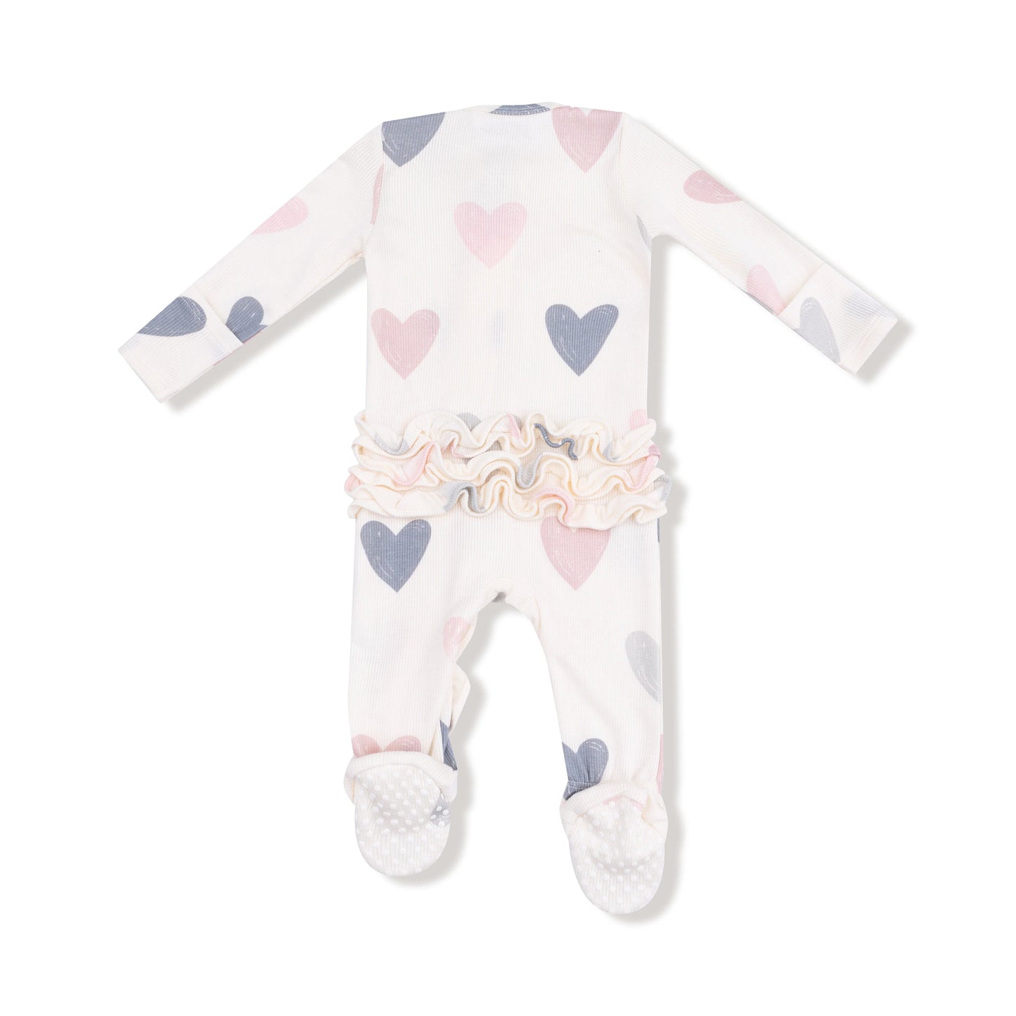 Hearts - Modal Rib- 2 Way Zipper Ruffle Zipper