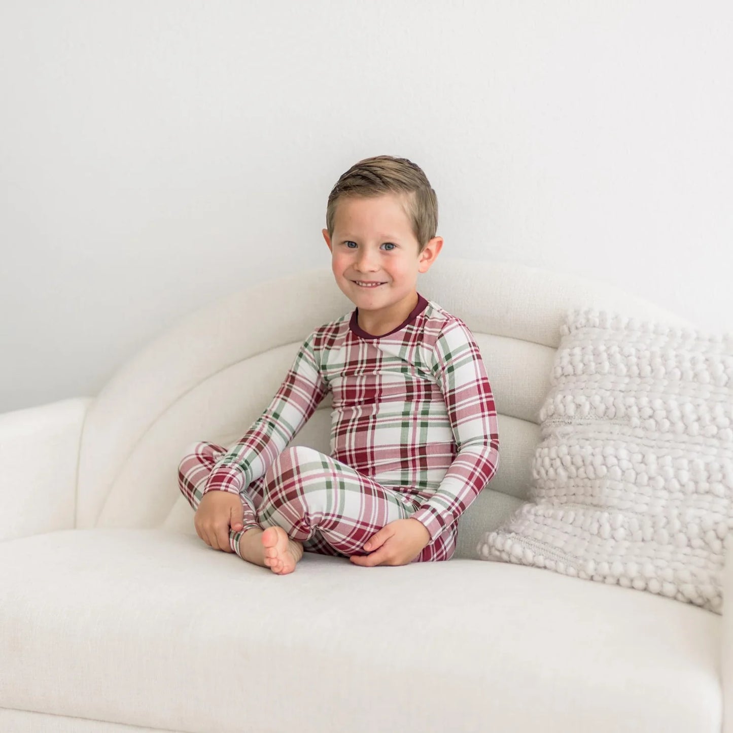Print Long Sleeve Pajama Set in Fireside Plaid
