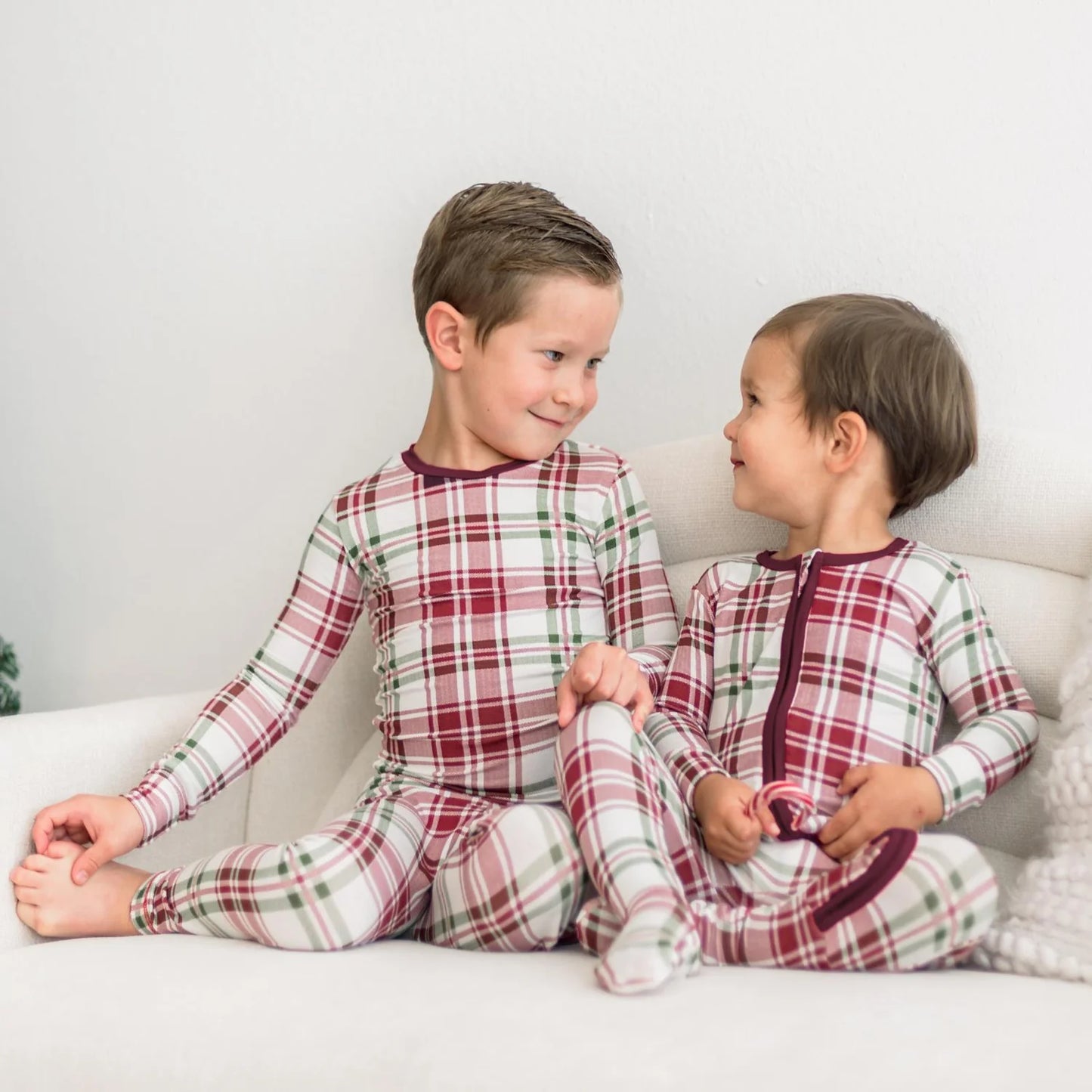 Print Long Sleeve Pajama Set in Fireside Plaid