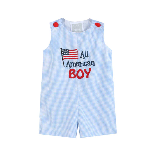 All American Boy Blue Gingham Shortall