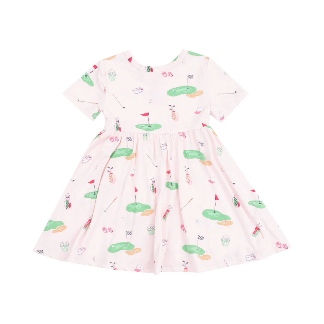 Golf Things Pink Short Sleeve Twirly Dress