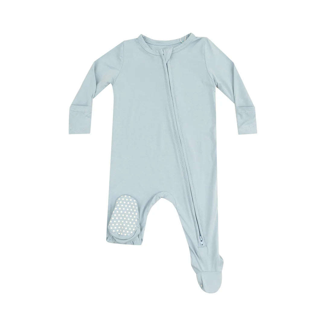Solid Cloud Blue 2 Way Zipper Footie