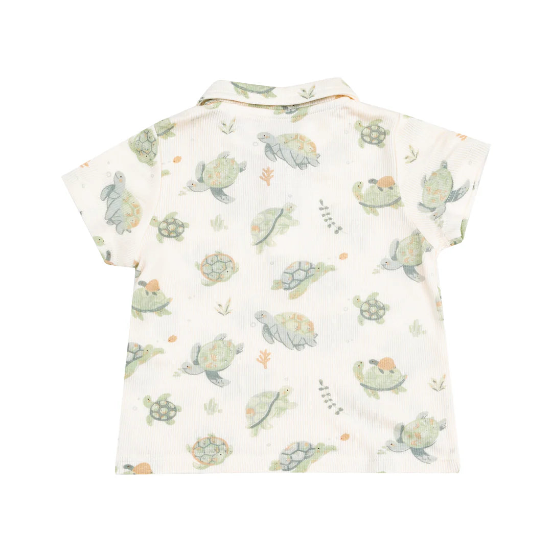 Sea Turtles Polo Shirt & Muslin Short Set
