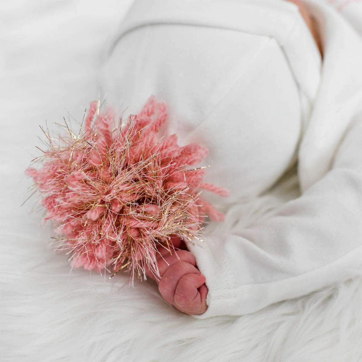 Pom Blush Pink/Gold - Cream Hat 0/6M