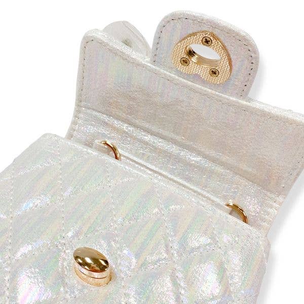 Embellished Bow Shiny Quilted Purse