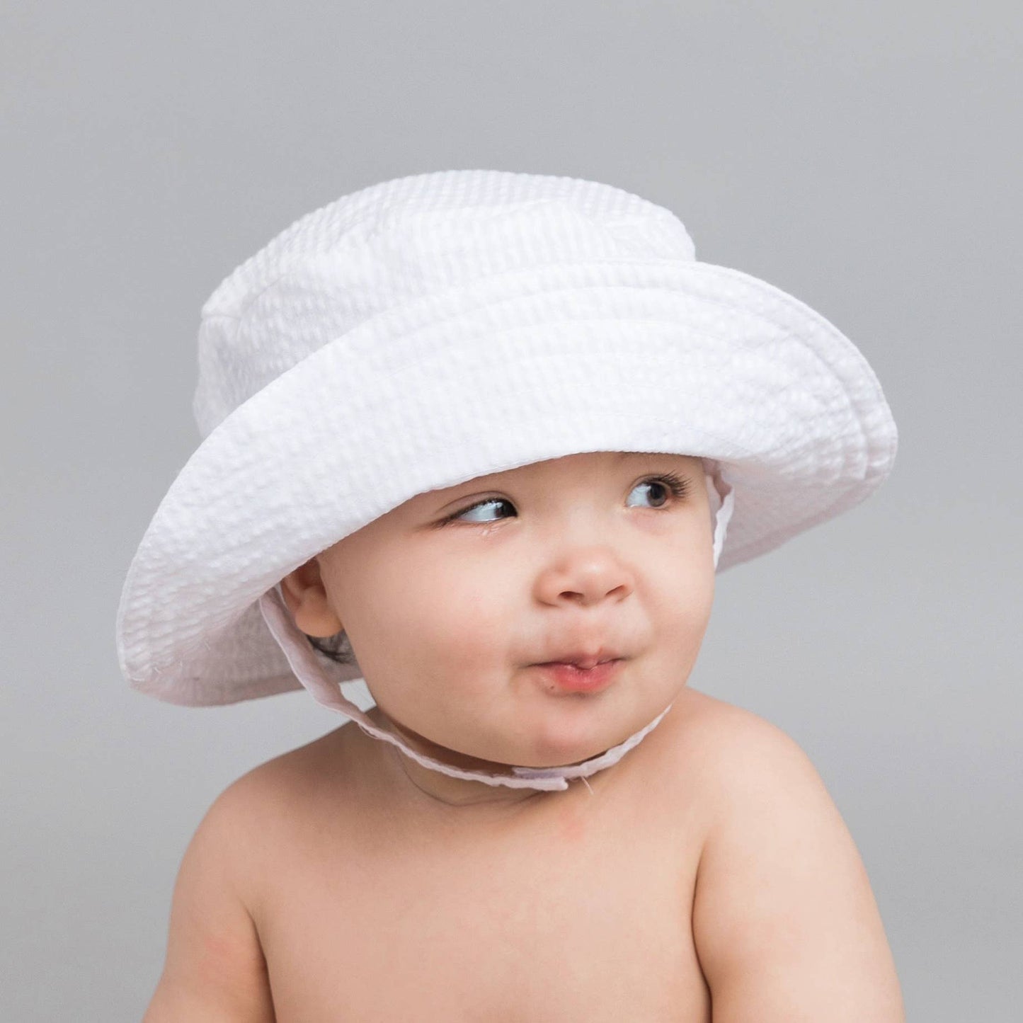 White Seersucker Bucket Hat UPF 25+ Baby & Toddler