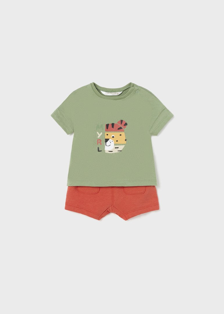 Olive Tiger Shirt Cotton Short Set