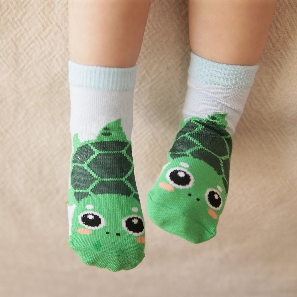 Non-Slip Grip Ankle Socks Turtle Zoo