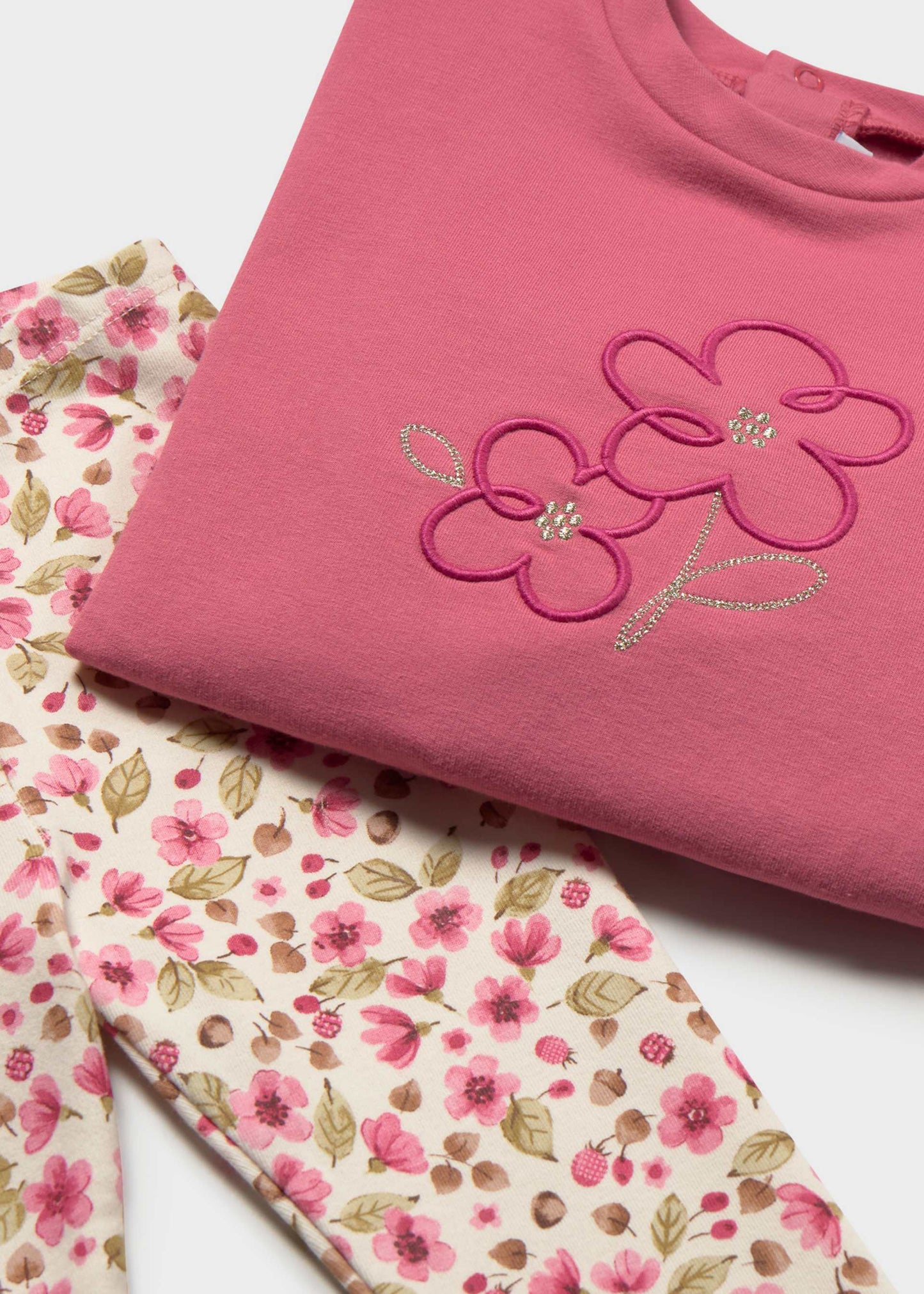Pink Flower Pullover & Floral Legging Set