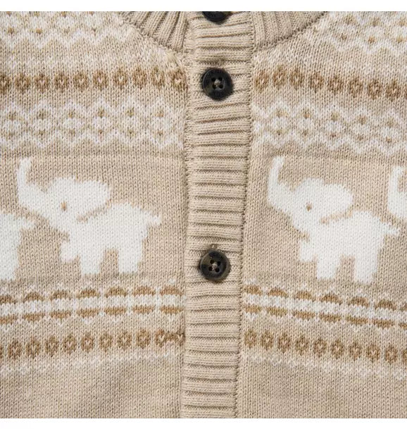Baby Elephant Fair Isle Knit One Piece