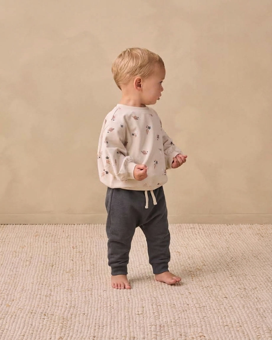Oversized Crew Sweatshirt Space & Drawstring Pant Midnight