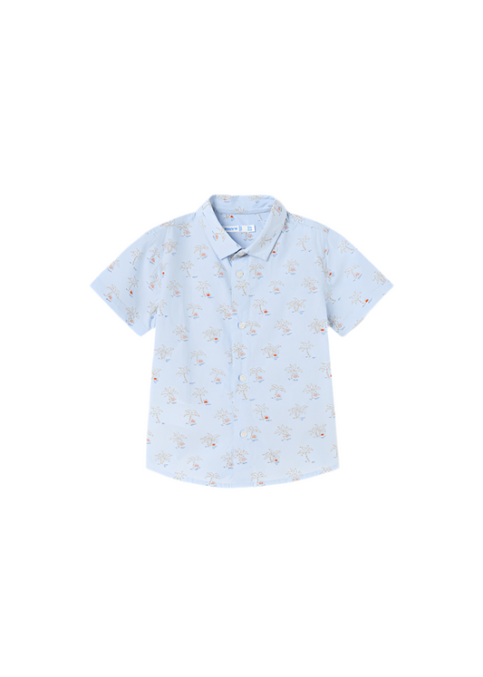 Sky Blue Short Sleeve Printed Shirt