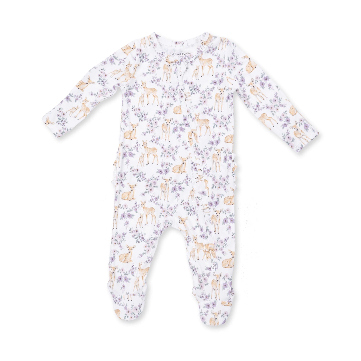 Floral Deer 2 Way Ruffle Back Zipper Footie