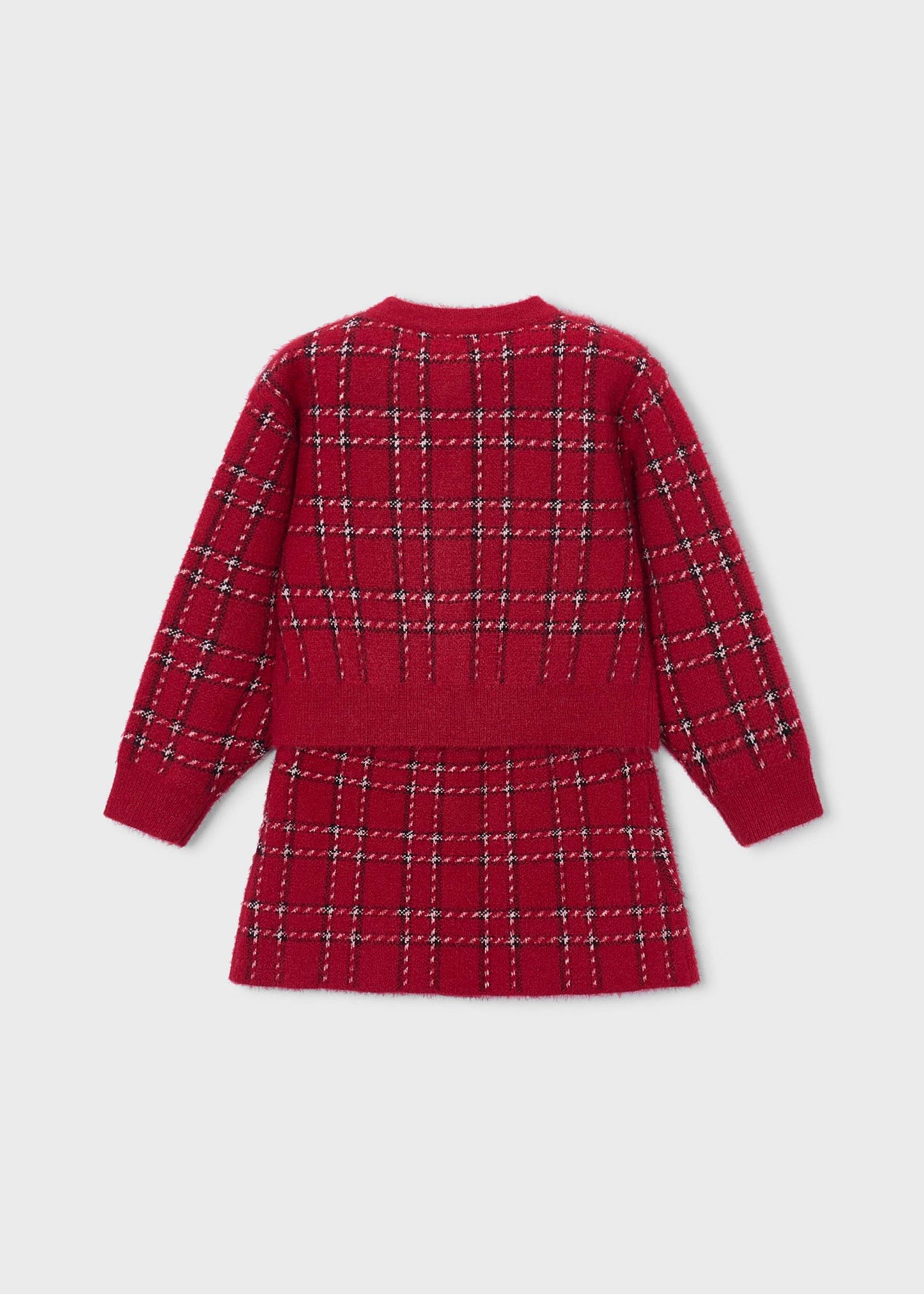 Red Tricot Skirt Set