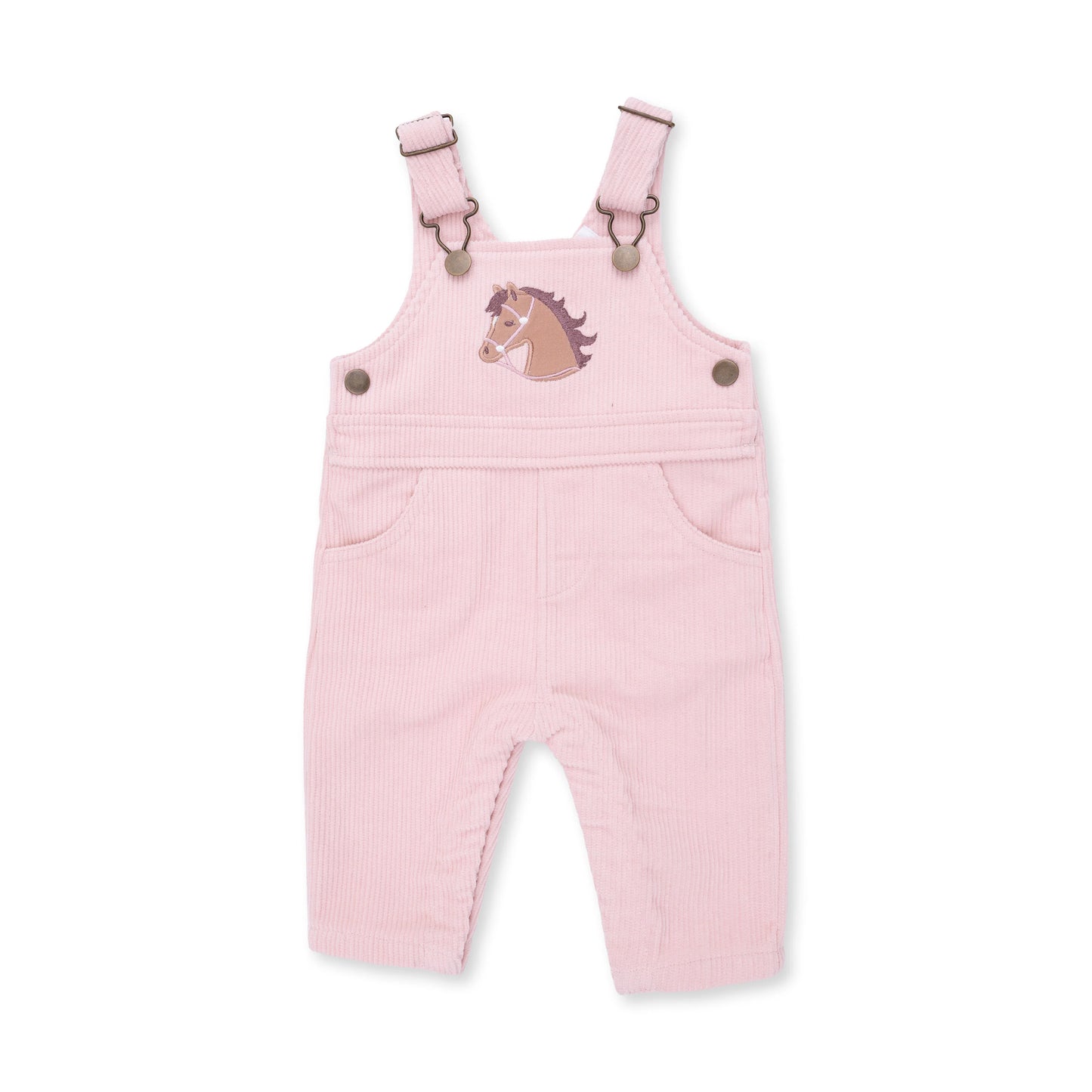 Veiled Pink Corduroy Uni Old School Overall With Horse Applique