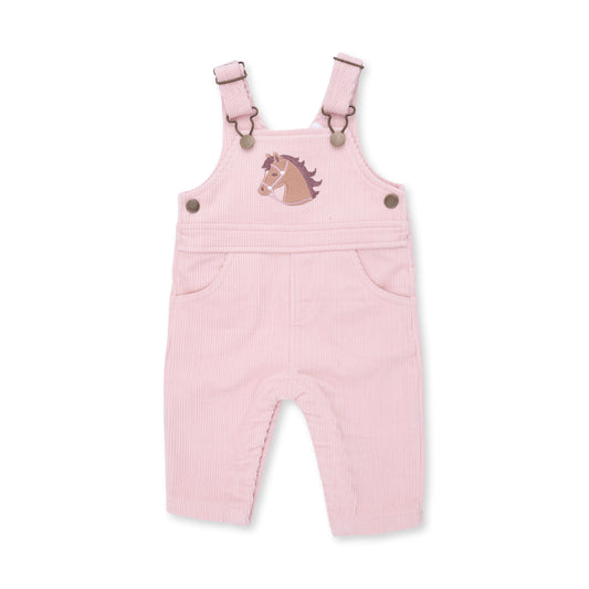 Veiled Pink Corduroy Uni Old School Overall With Horse Applique