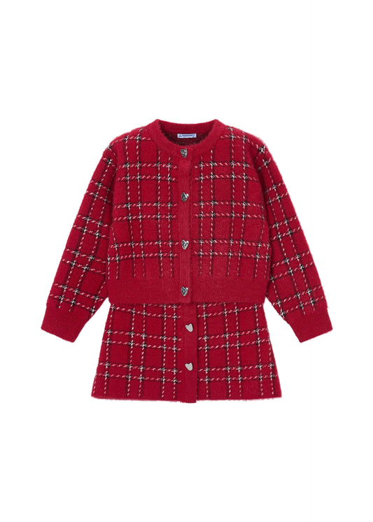 Red Tricot Skirt Set
