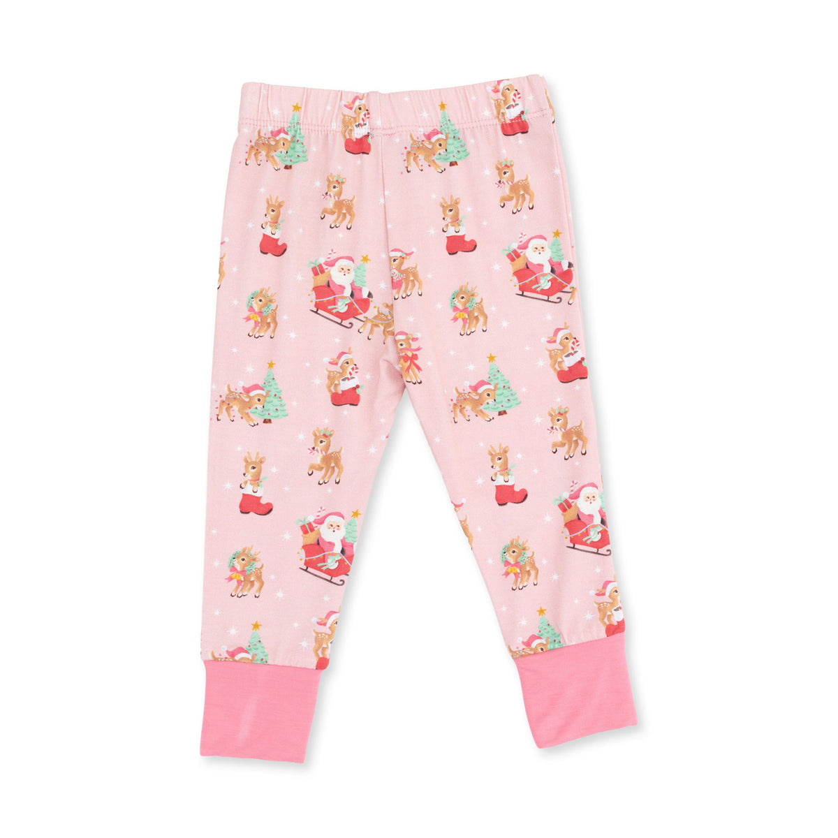 Vintage Reindeer & Santa Pink Long Sleeve Loungewear Set
