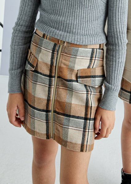 Checked Skirt & Sweater Set