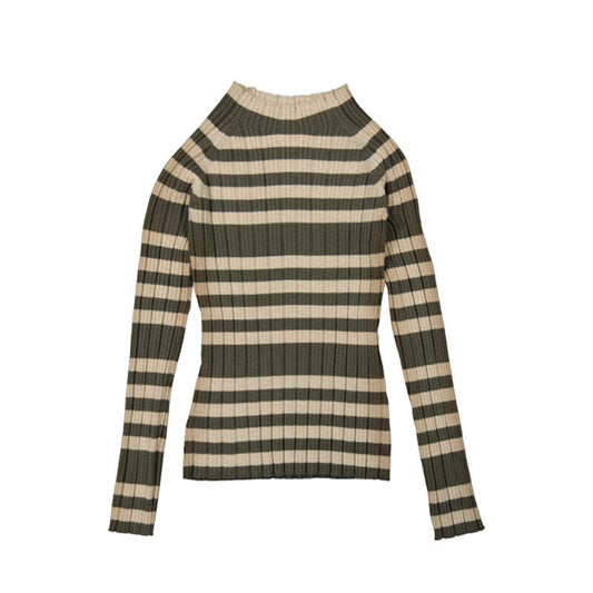 Striped Rib Mock Neck Sweater & Pant Set