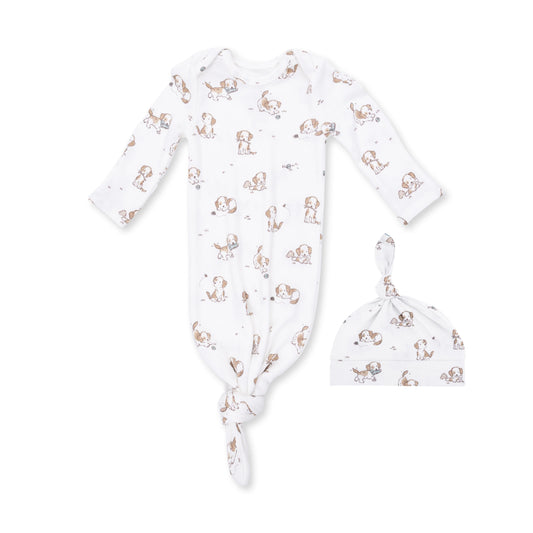 Explorer Puppy Blue Knotted Gown and Beanie Hat