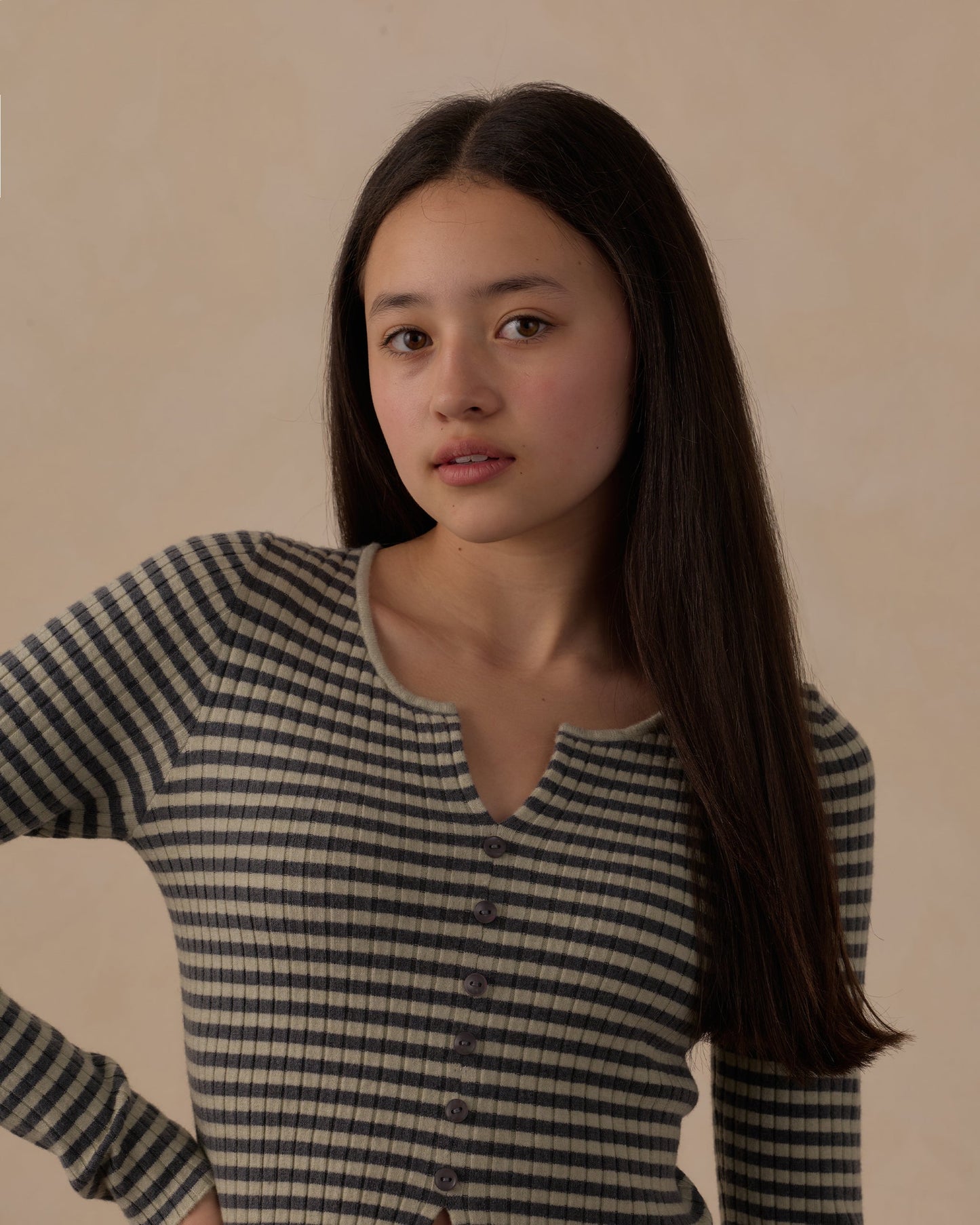 Long Sleeve Knit Tee Midnight Stripe