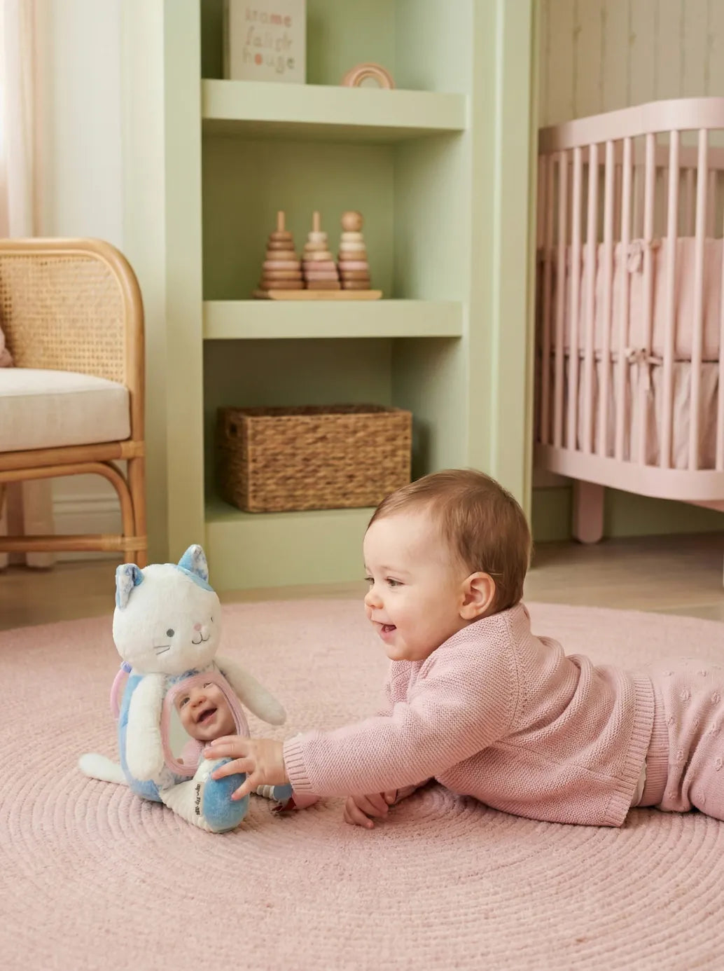 Itzy Bitzy Mirror Sensory Tummy Time Mirror Kitty
