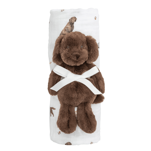 Lab Swaddle & Rattle Set