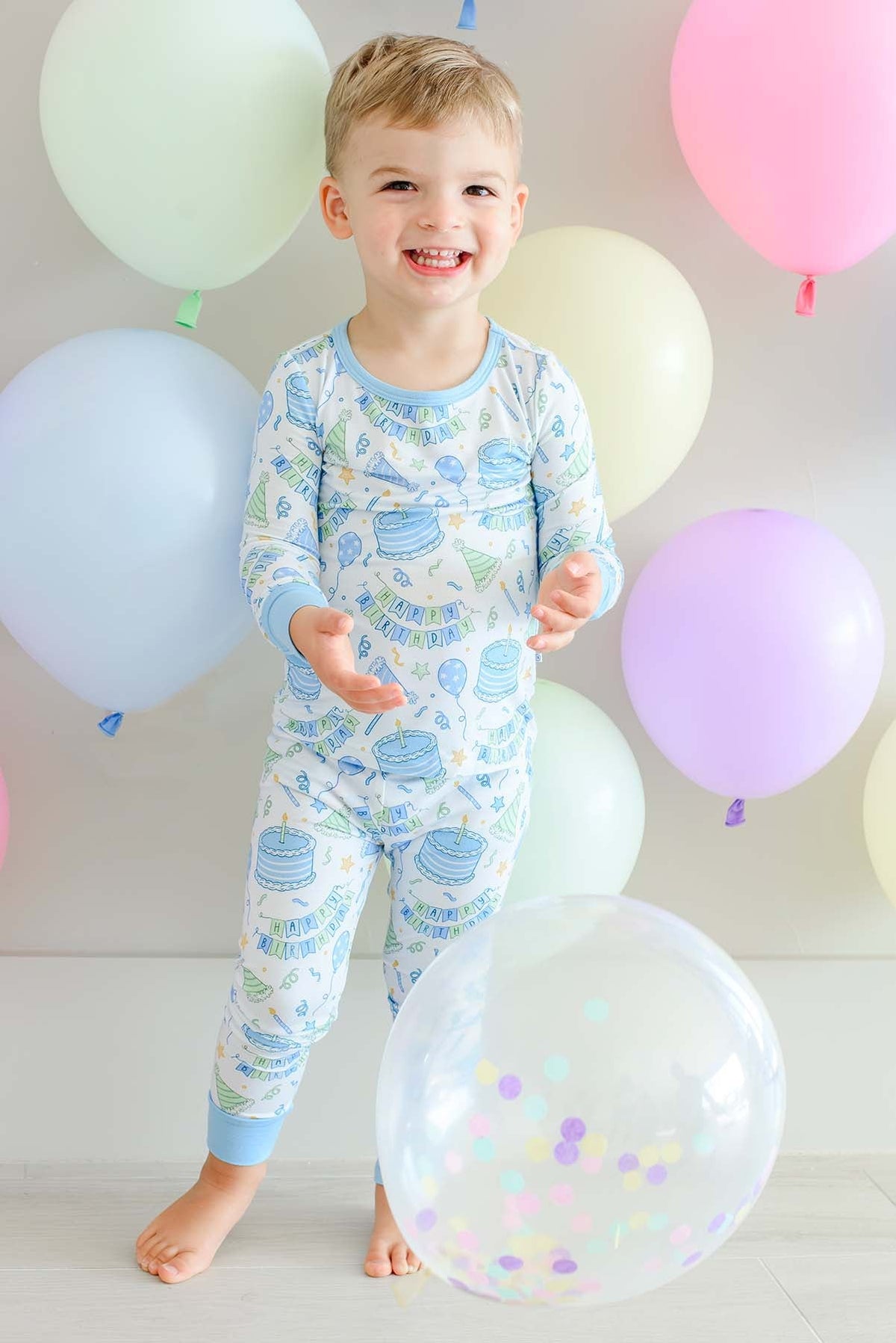 Two-Piece Bamboo Pajamas | Birthday Bash Blue