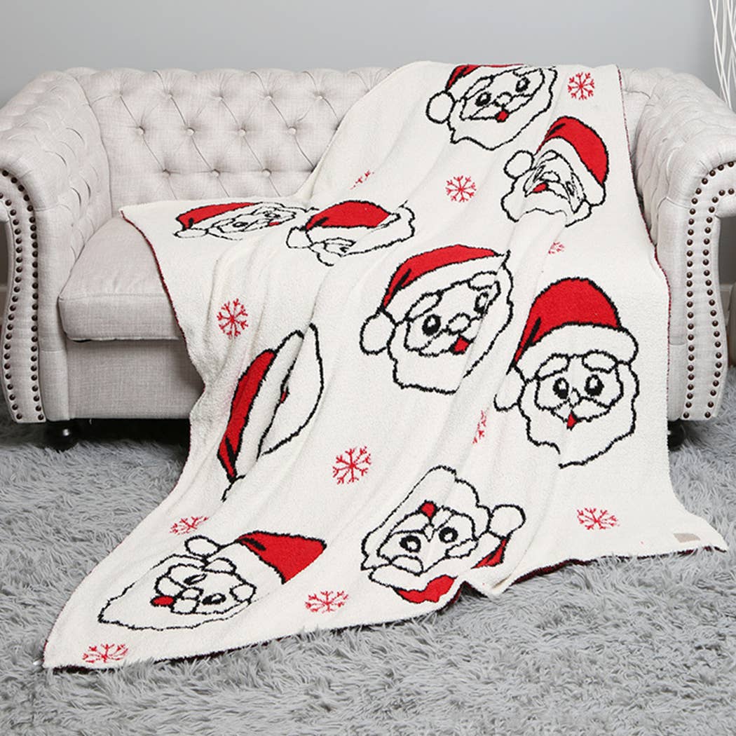 Gingerbread & Santa Print Cozy Soft Throw Blanket